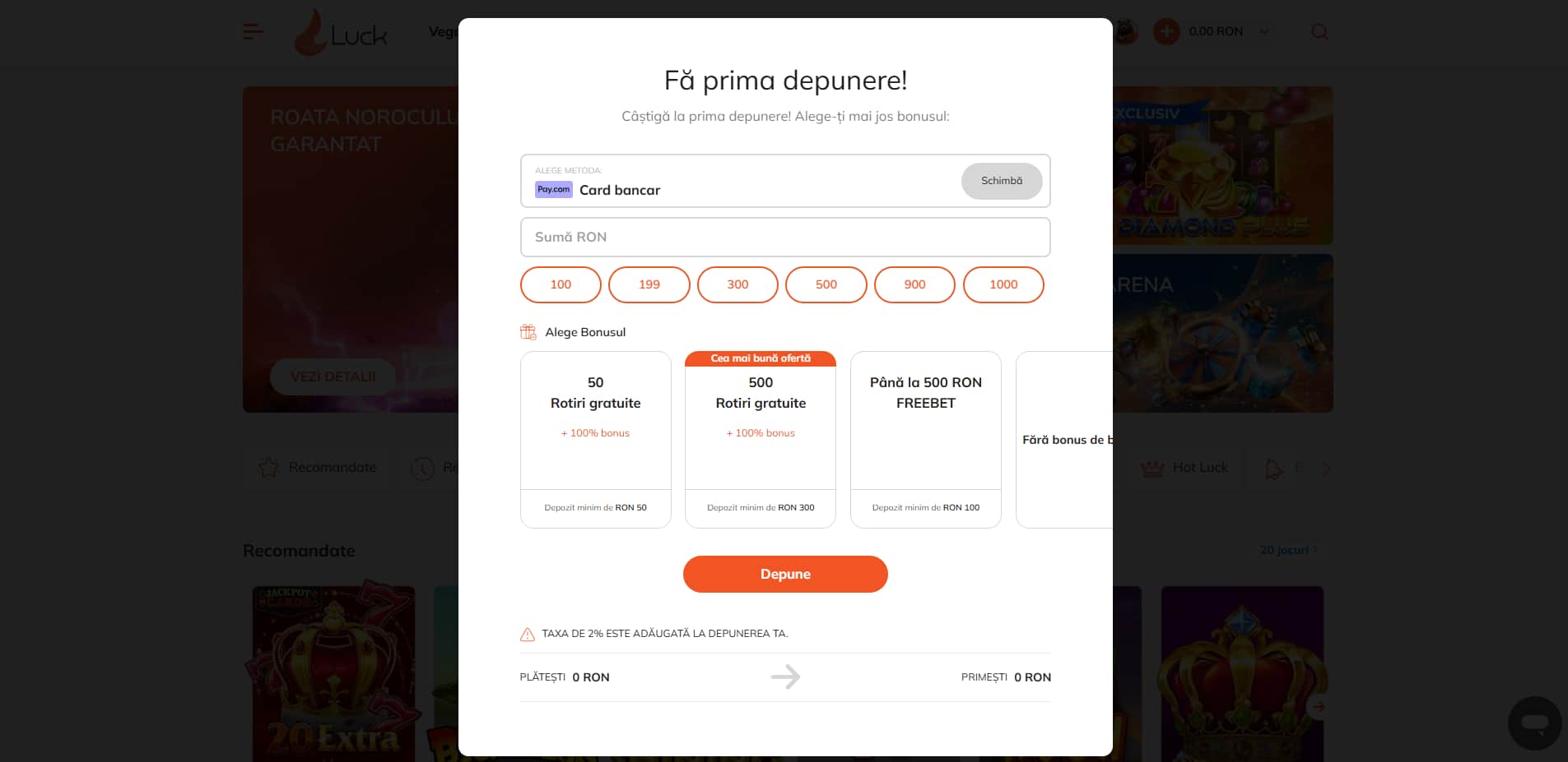 lucky casino metode de plata