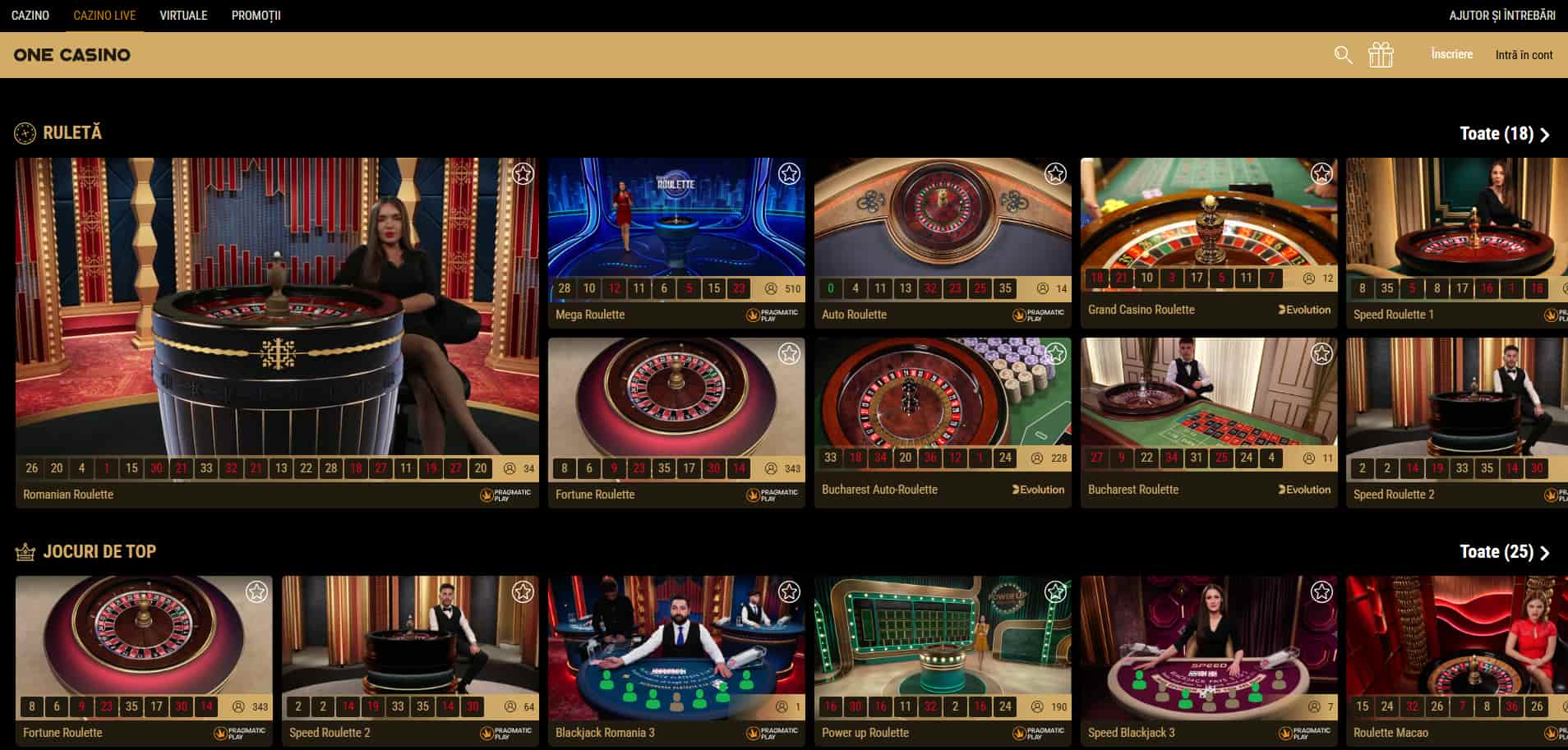 one casino jocuri de masa