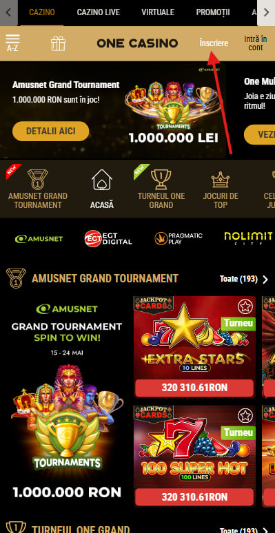 one casino inregistrare
