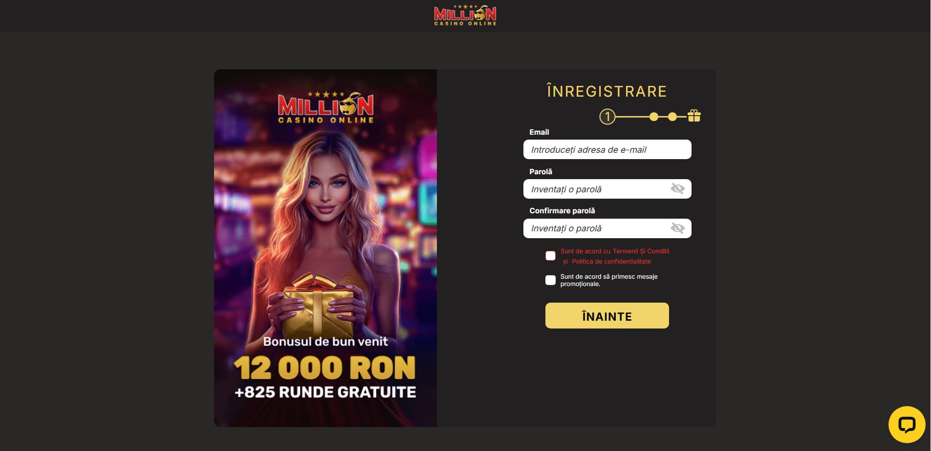 million casino registration