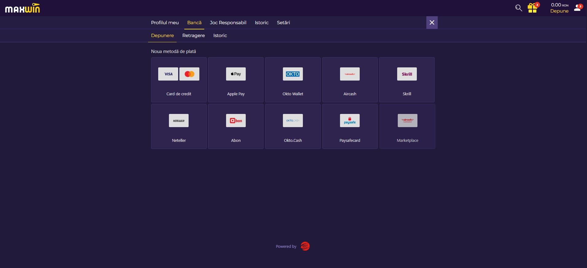 maxwin casino metode de plata