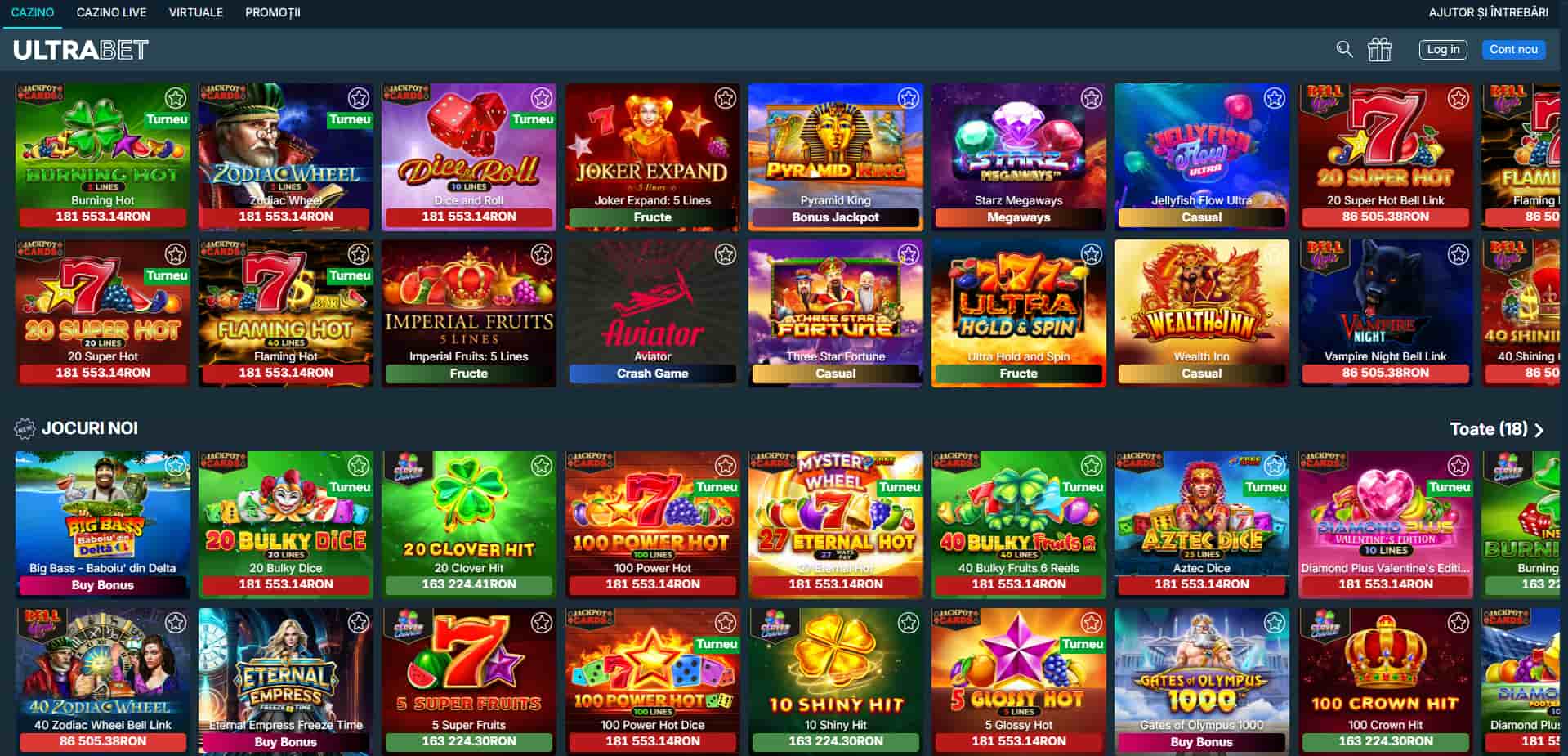 ultrabet casino jocuri