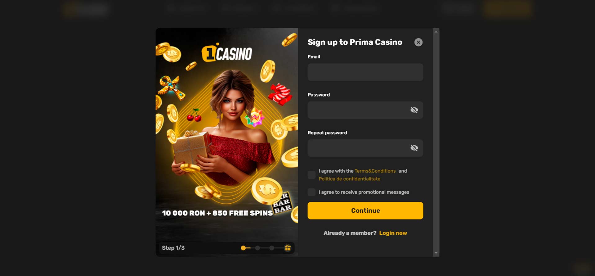 prima casino inregistrare