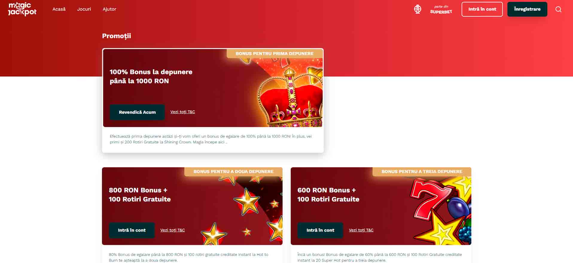 magic jackpot casino promotii